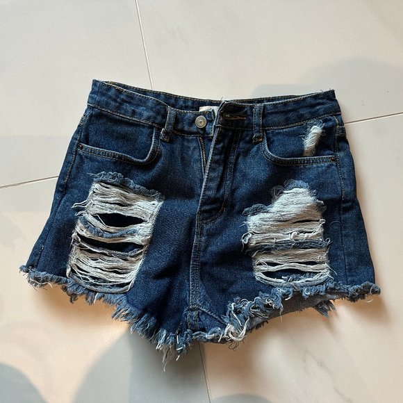 Distressed Denim Shorts - Picture 1 of 3